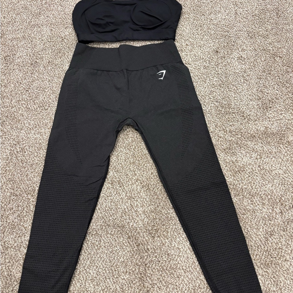 Black Gymshark Leggings and Bandeau Set